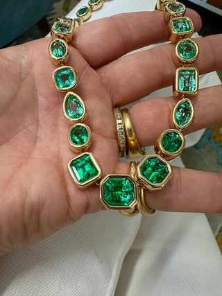 One-of-a-Kind Pillow Necklace with Mixed-Shape Emeralds