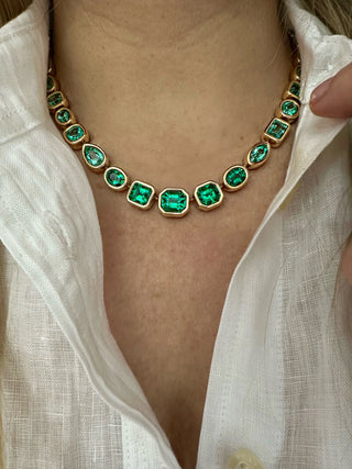 One-of-a-Kind Pillow Necklace with Mixed-Shape Emeralds