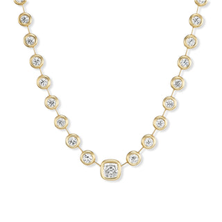 One-of-a-Kind Pillow Necklace with Cushion Diamond Center and Diamond Rounds