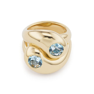 Knot Ring with 2 Round Aquamarine