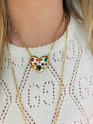 Gold puffed 2025 heart pendant