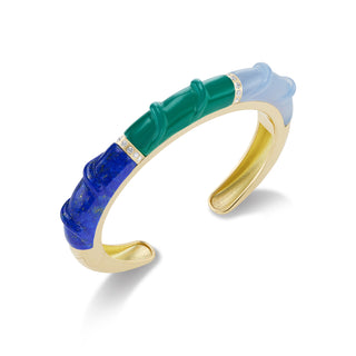 Stone Friendship Cuff with Lapis, Green Agate, and Blue Chalcedony