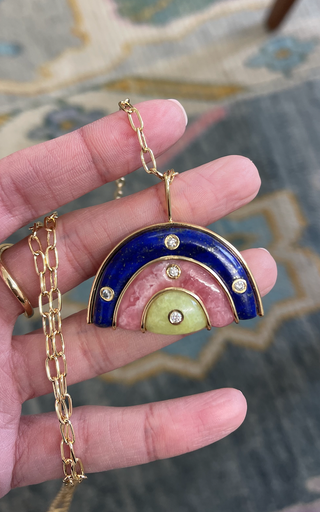 Medium Marianne Pendant with Lapis, Rhodochrosite, and Brazilian Opal