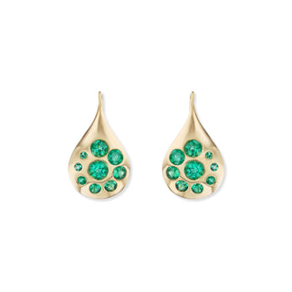 Large Petal Drop Earrings with Emeralds
