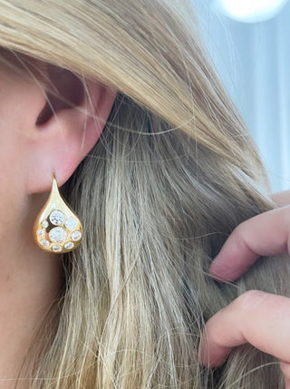 Large Petal Drop Earrings with Diamonds