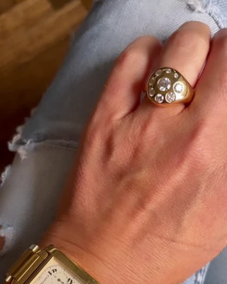 Large Petal Ring with Diamonds
