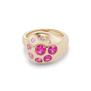 Large Petal Ring with Ruby & Pink Sapphires