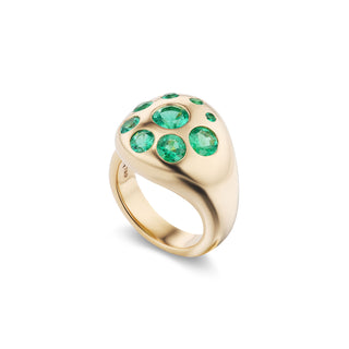 Large Petal Ring with Emeralds