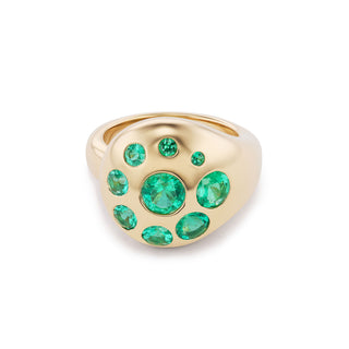 Large Petal Ring with Emeralds