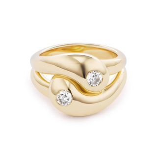 Mini Knot Ring with Diamond Rounds