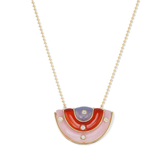Medium Marianne Pendant with Pink Opal, Carnelian, and Blue Chalcedony