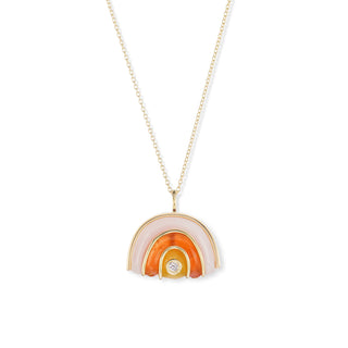 Small Marianne Pendant with Pink Opal, Carnelian, and Yellow Chalcedony
