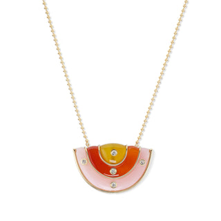Medium Marianne Pendant with Pink Opal, Carnelian, and Yellow Chalcedony