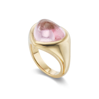 One-of-a-Kind Pink Tourmaline Cabochon Heart Ring