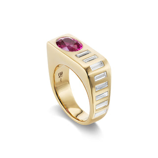 One-of-a-Kind BNS Waterfall Ring with Pink Tourmaline and Diamond Baguettes