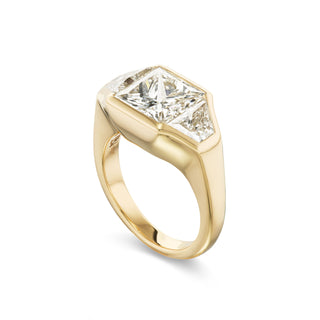 One-of-a-Kind BNS Ring with Princess-Cut Diamond and Diamond Trapezoid Sides