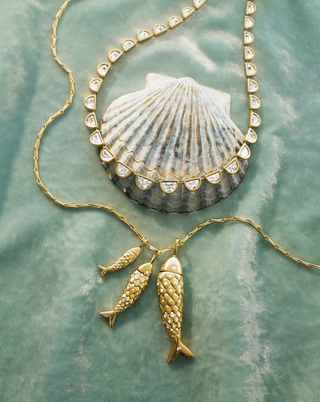 Pillow Necklace with Half-Moon Diamonds