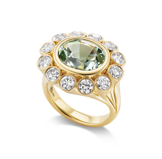 Wildflower Ring with Oval Mint Tourmaline - SIZE 6