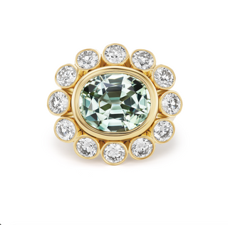 Wildflower Ring with Oval Mint Tourmaline - SIZE 6