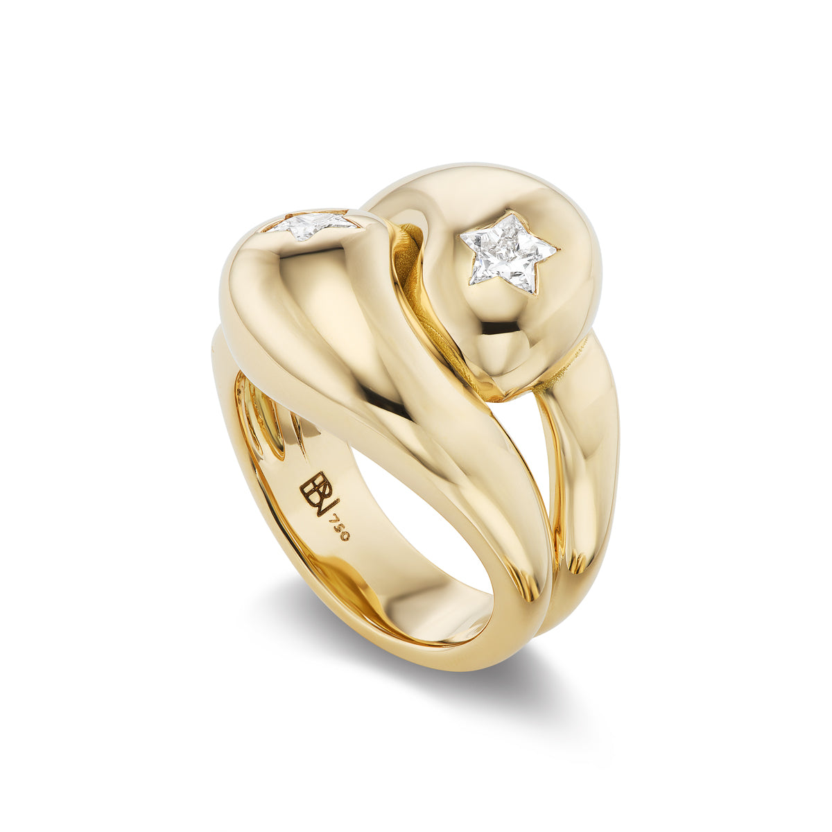 Knot Ring with 2 Diamond Stars Brent Neale