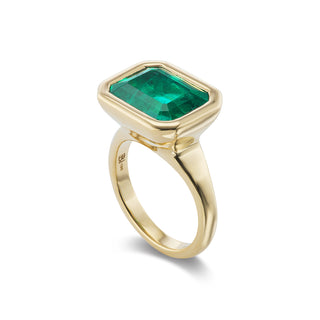 One-of-a-Kind Pillow Ring with East-West Zambian Emerald