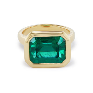 One-of-a-Kind Pillow Ring with East-West Zambian Emerald