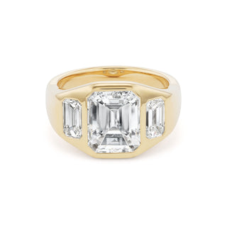 One-of-a-Kind BNS Ring with Emerald-Cut Diamond Center and Sides