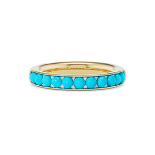 Half-Channel Band with Semi-Precious Cabochons - Turquoise
