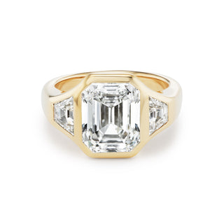 One-of-a-Kind BNS Ring with Emerald-Cut Diamond and Trapezoid Sides