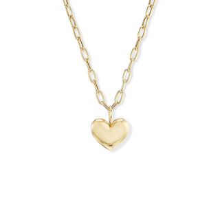 Small All Gold Puff Heart Pendant