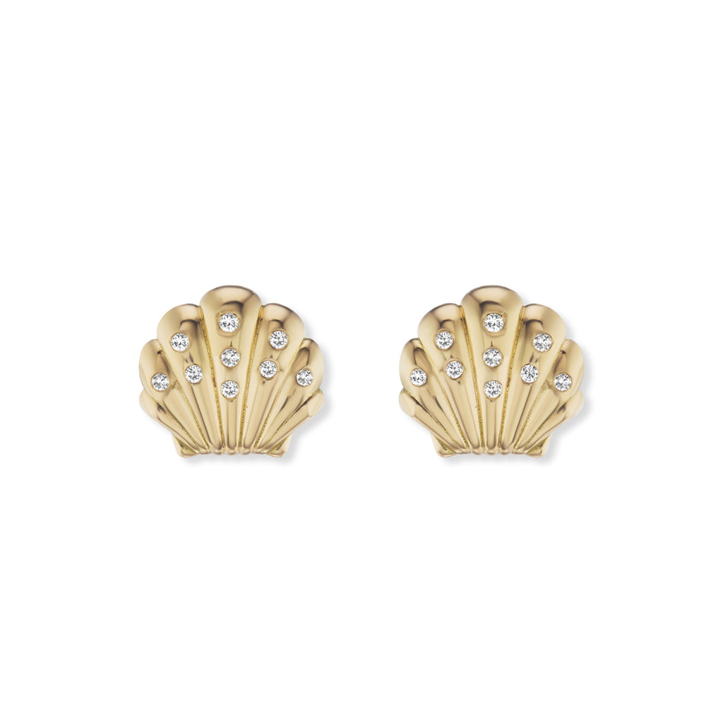 Small Shell Studs with Diamonds – Brent Neale