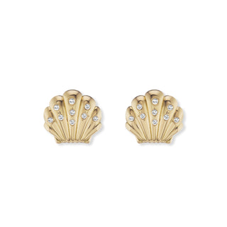 Small Shell Studs with Diamonds
