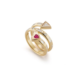 Artemis Coil Ring with Ruby Heart