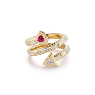 Artemis Coil Ring with Ruby Heart