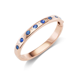 One-of-a-Kind BNS Bangle with Oval Blue Sapphires and Diamond Squares