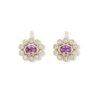 One-of-a-Kind Wildflower Drop Earrings with Oval Pink Sapphires
