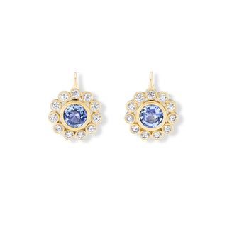 One-of-a-Kind Wildflower Drop Earrings with Round Blue Sapphires