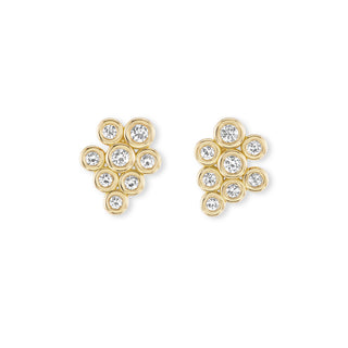 Cluster Pillow Studs with Round Diamonds