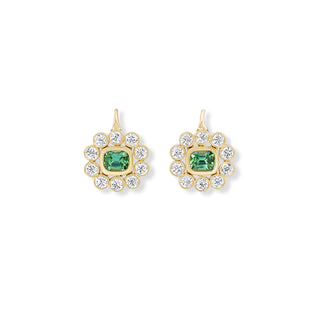 Wildflower Drop Earrings with Green Tourmaline & Diamond Petals