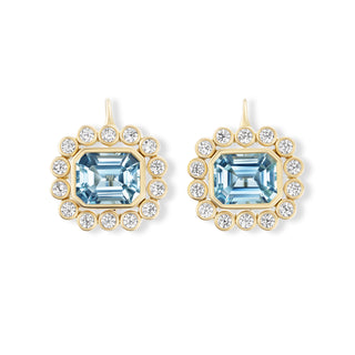 One-of-a-Kind Wildflower Drop Earrings with Emerald-Cut Aquamarine