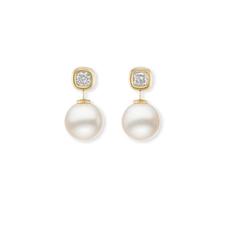 Diamond & Pearl Drop Earrings
