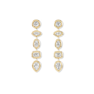 Mixed-Shape Diamond Drop Pillow Earrings