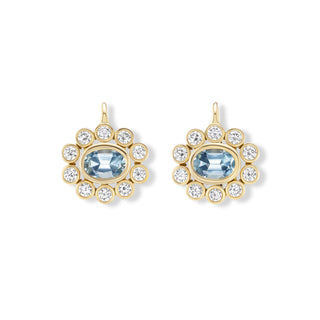 One-of-a-Kind Wildflower Drop Earrings with Oval Aquamarine