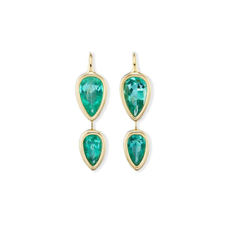One-of-a-Kind Pillow Drop Earrings with Emerald Pears