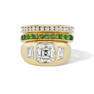 Half-Channel Band with Semi-Precious Cabochons - Peridot