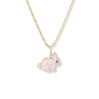 Small Bunny Pendant with Pink Opal