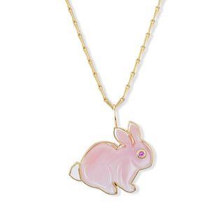 Large Bunny Pendant with Pink Opal