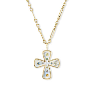 Small Cross Pendant with Birthstones