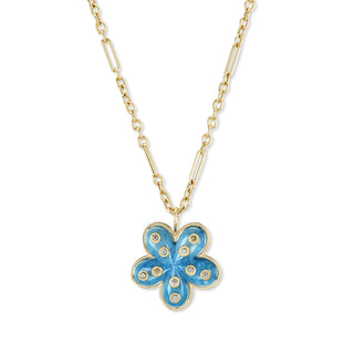 Petal Flower Pendant with Aquamarine and Champagne Diamonds