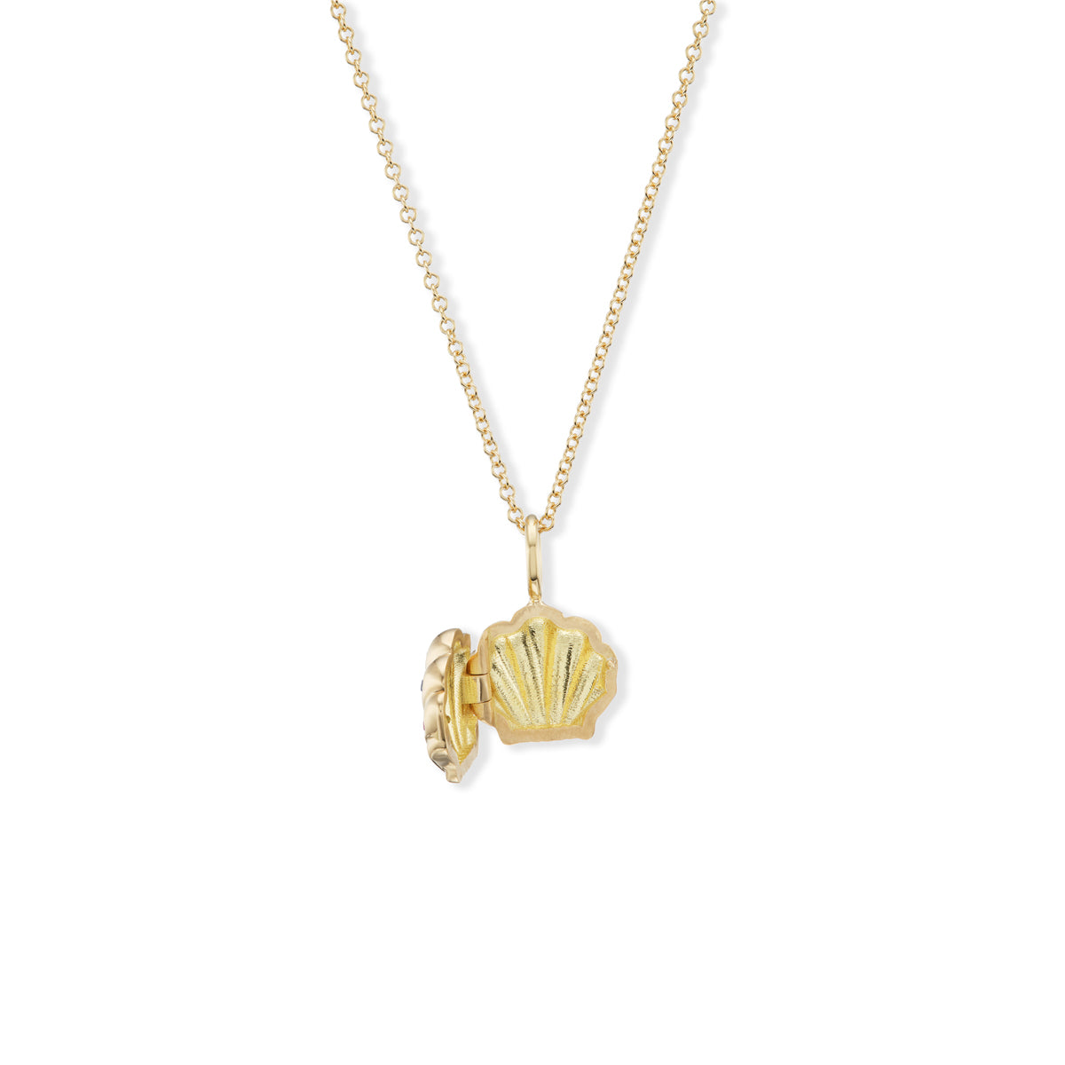 Small Shell Locket with Multi-Colored Sapphires – Brent Neale